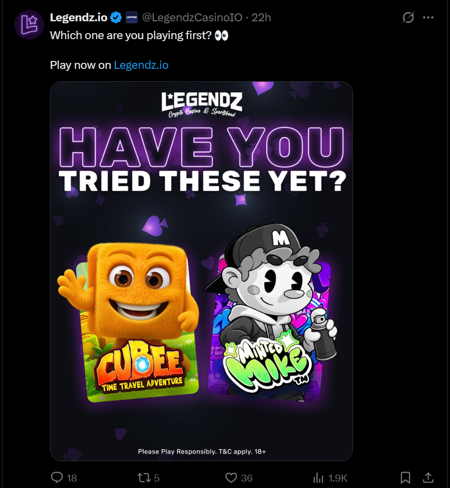 A simple reason to respond: original Legendz.io X post capture